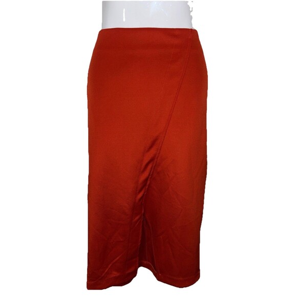 New York & Company Stretch Women's Red/Orange Front Slit Pencil Skirt Sz 8 NWTS - Picture 2 of 12